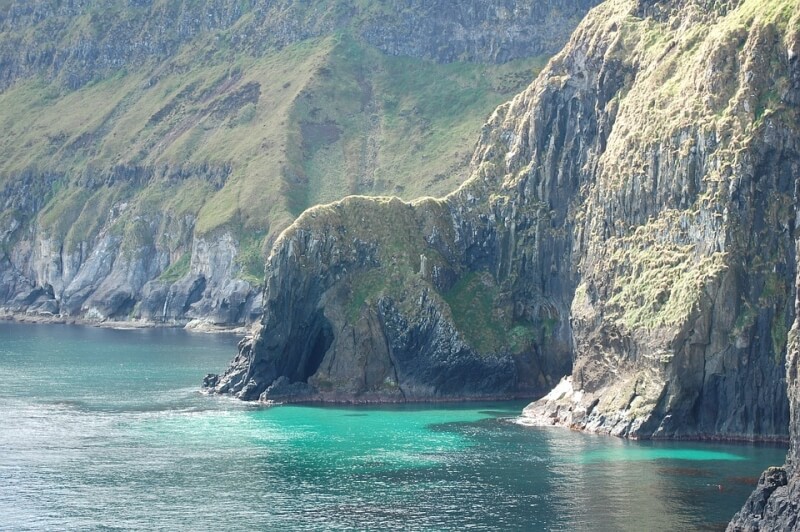 Irish cliffs with blue sea