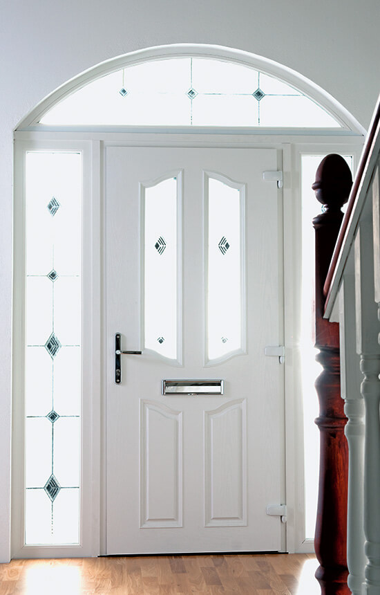 Interior view of a traditional white composite door