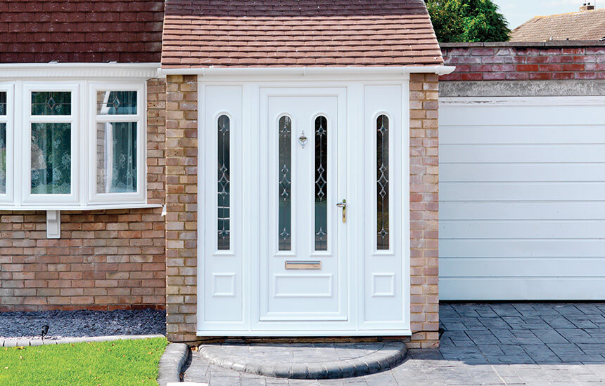 White uPVC front door and side panels