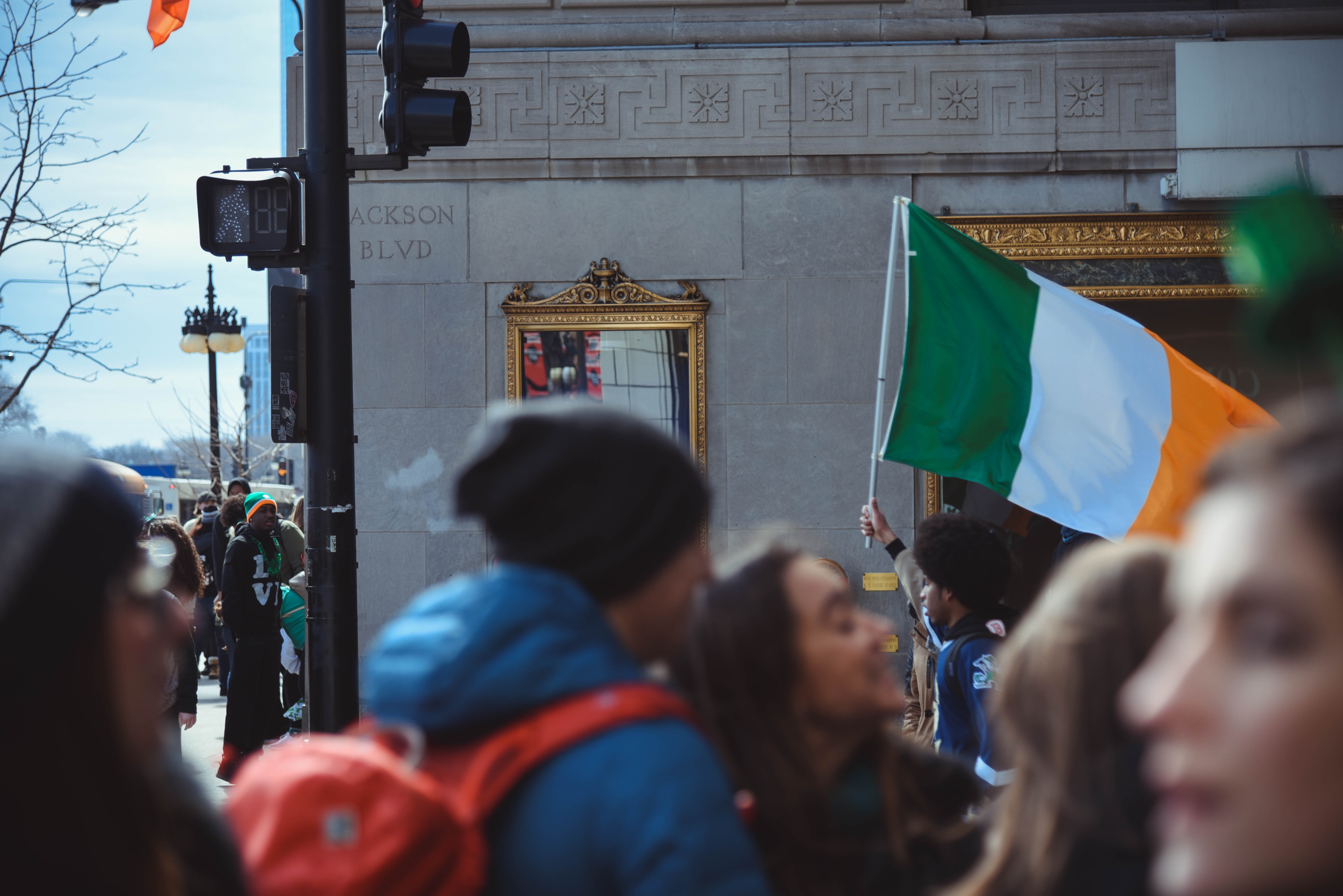 Crowd with Irish flag